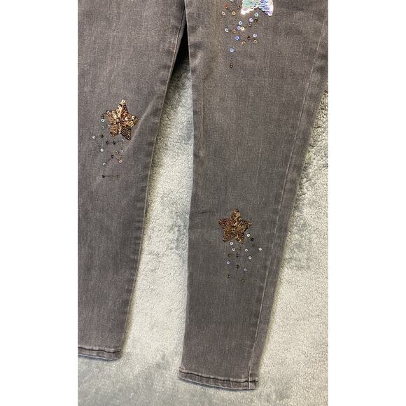 Cat & Jack Jeans Girls 12 Flip Sequin Star Skinny Super Stretch Adjustable Waist - Picture 3 of 8